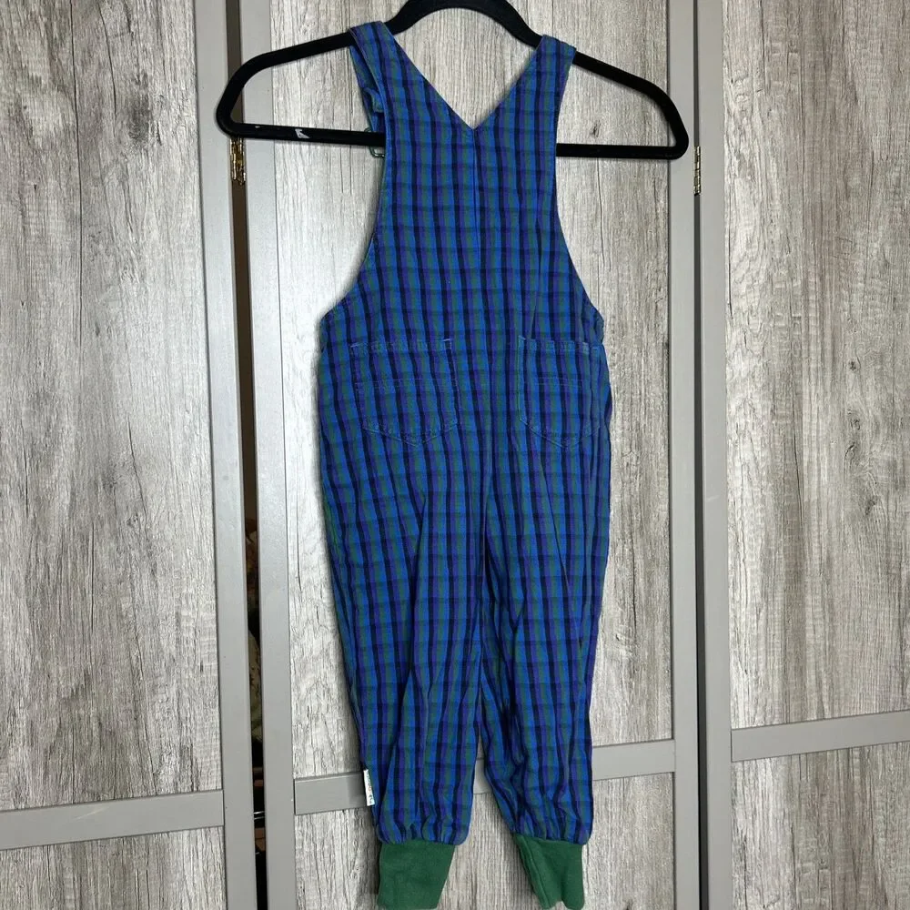 Vintage Gymboree Overalls Rainbow Tag Plaid Size M 2T - 3T Blue Green
